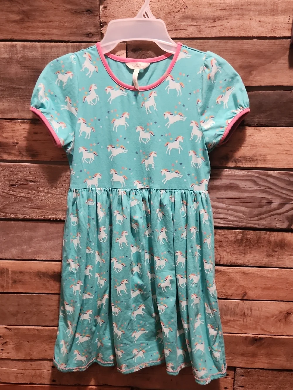 Matilda Jane Turquoise Unicorn Dress with Pink Trim
